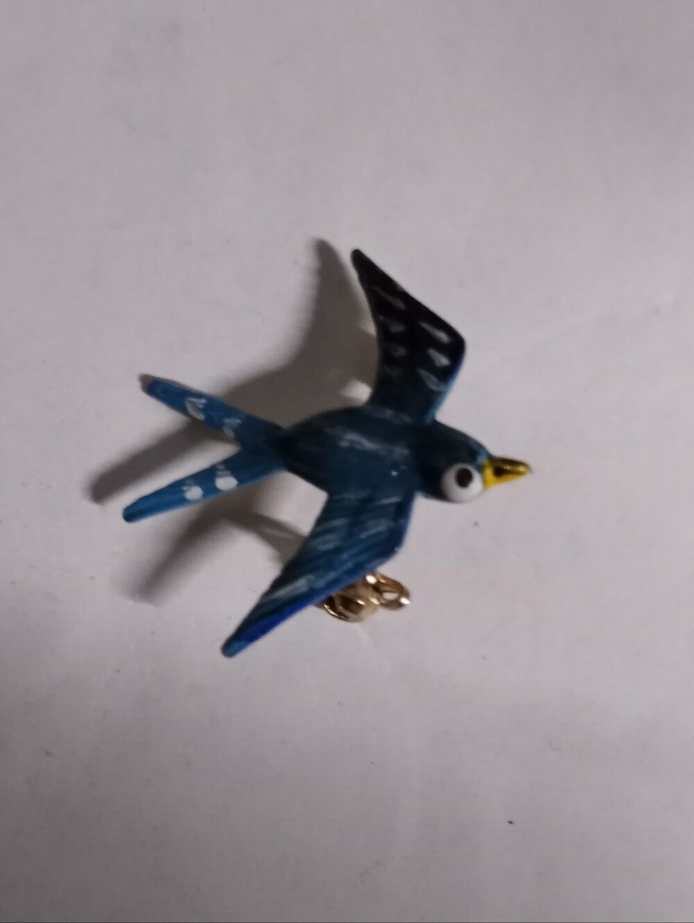 Hand-Painted Blue Bird Pin - Decorative Bird Brooch